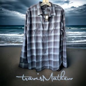 TRAVIS MATHEW Men's Inland Shirt in Vintage Indigo - XL NWT Never Worn